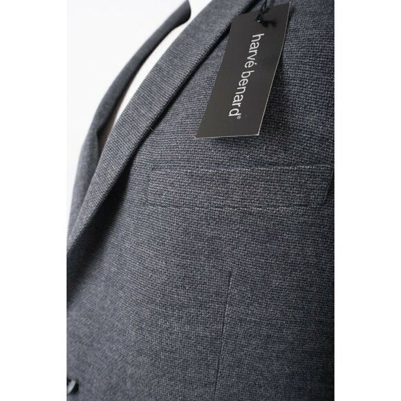 Harve Benard Mens Suit Jacket Blazer Sport Coat Sz 44 44R Black Gray NWT - Picture 2 of 7